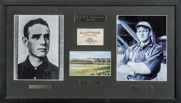 1903-06 New York Highlanders Season Pass, signed by the Teams first President Joseph Gordon, in Framed Display (JSA)